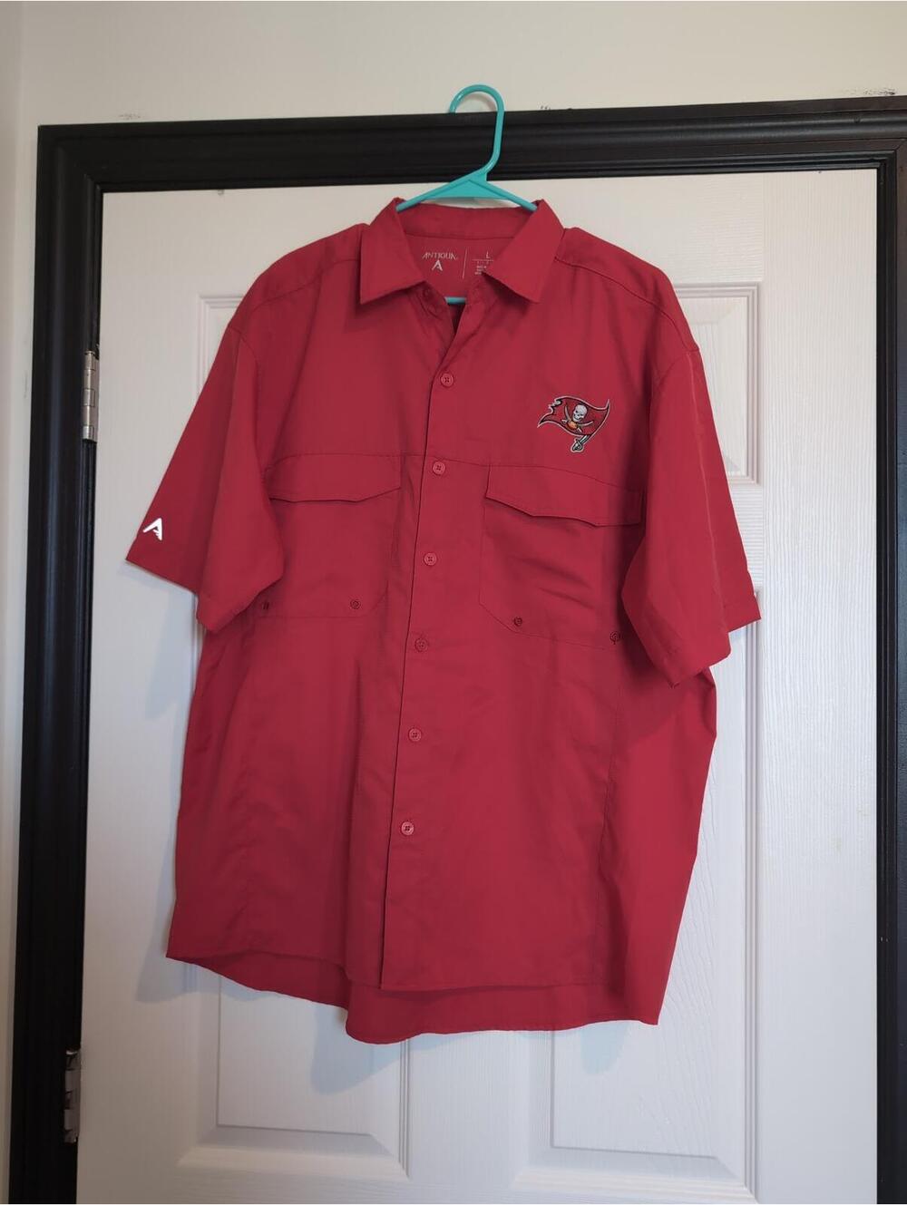 Large Tampa Bay buccaneers football button up top